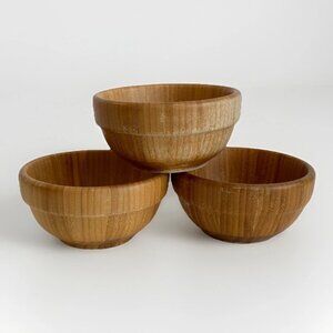 🌿 Pampered Chef Acacia Wood Salad Bowls – Set of 3 – 6" Round 🌿